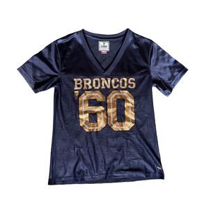 Victoria’s Secret PINK Denver Broncos NFL Football Jersey Navy Blue & Gold Small